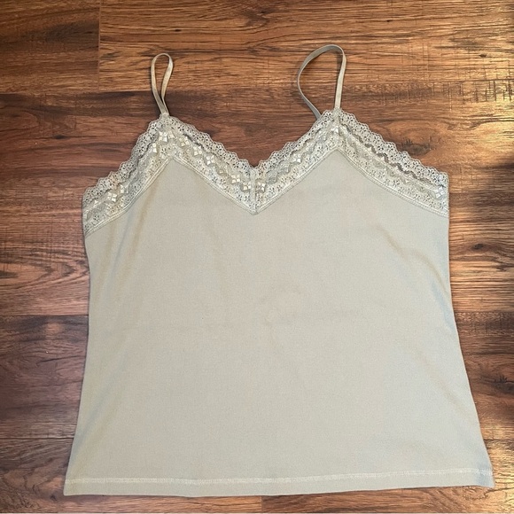 Vintage Y2K‎ Sage Green Sleeveless Top Lace Whimsigoth Fairy Retro Bella Swan XL - Picture 1 of 5